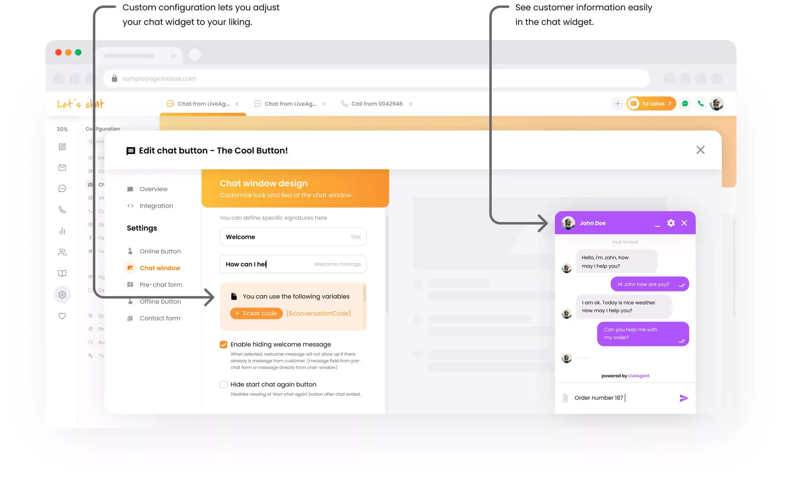 チャットウィンドウをカスタマイズ
