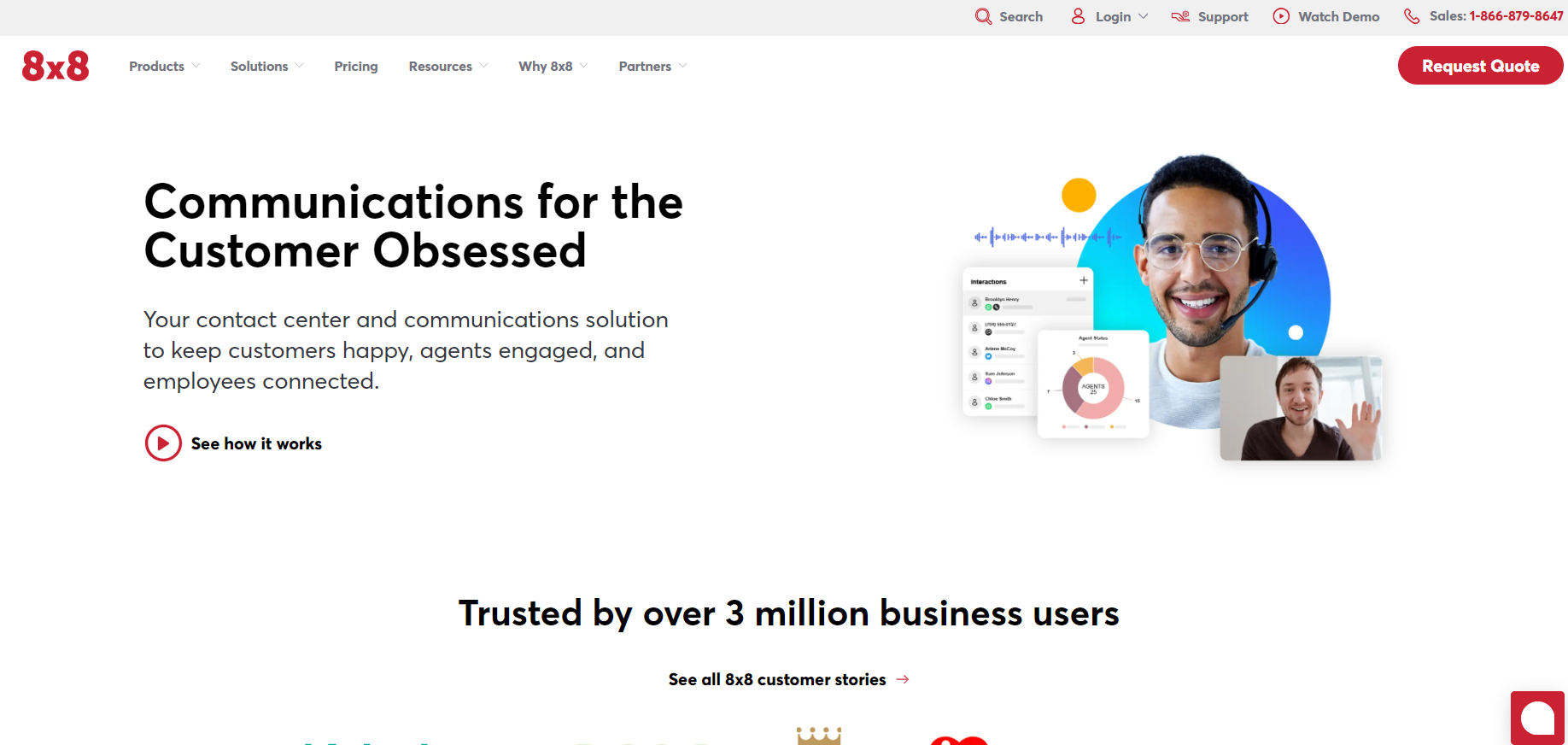 8x8ホームページ - 顧客中心のヘルプデスクソリューション