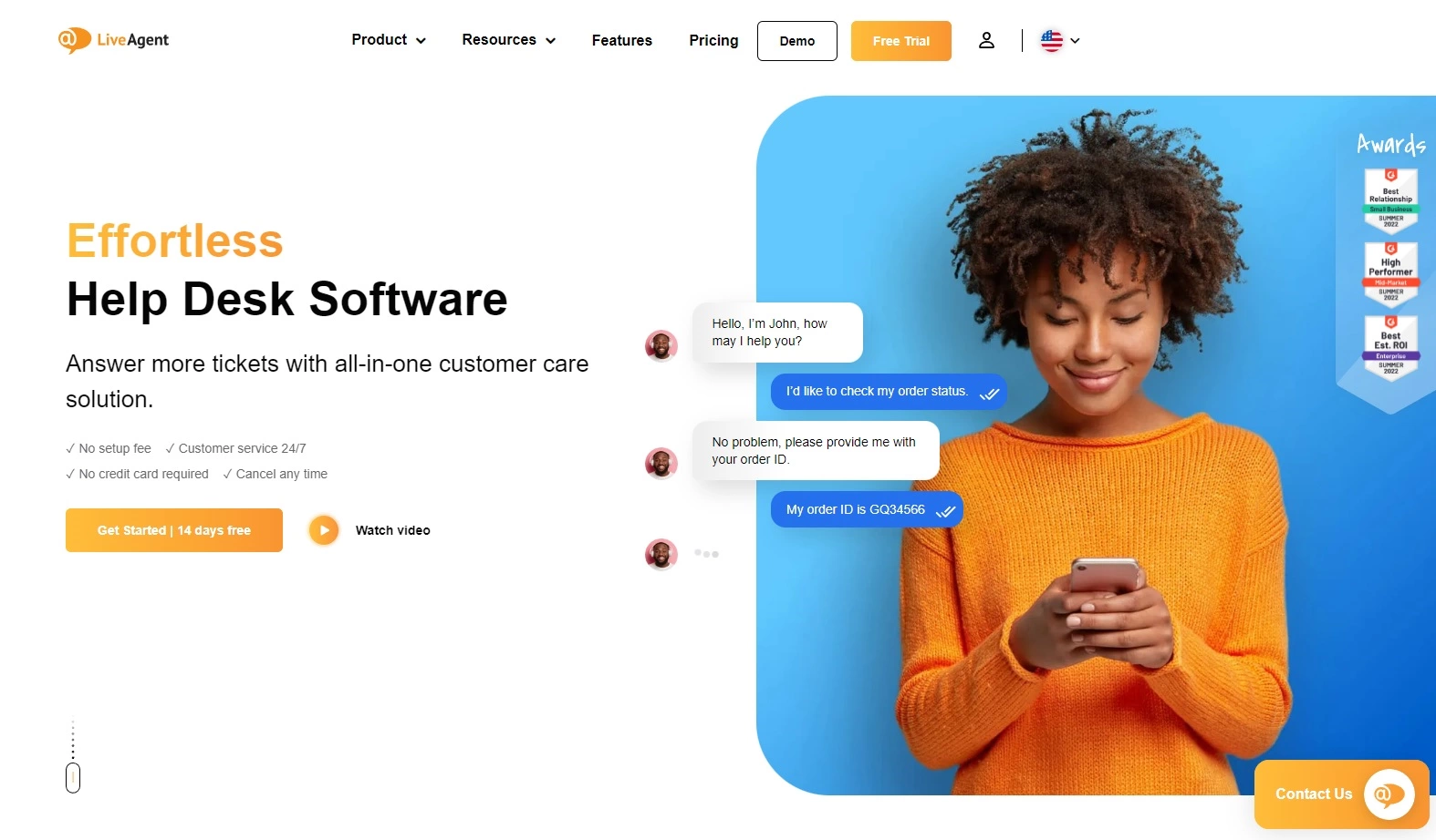 LiveAgentチケッティングソフトウェアホームページ