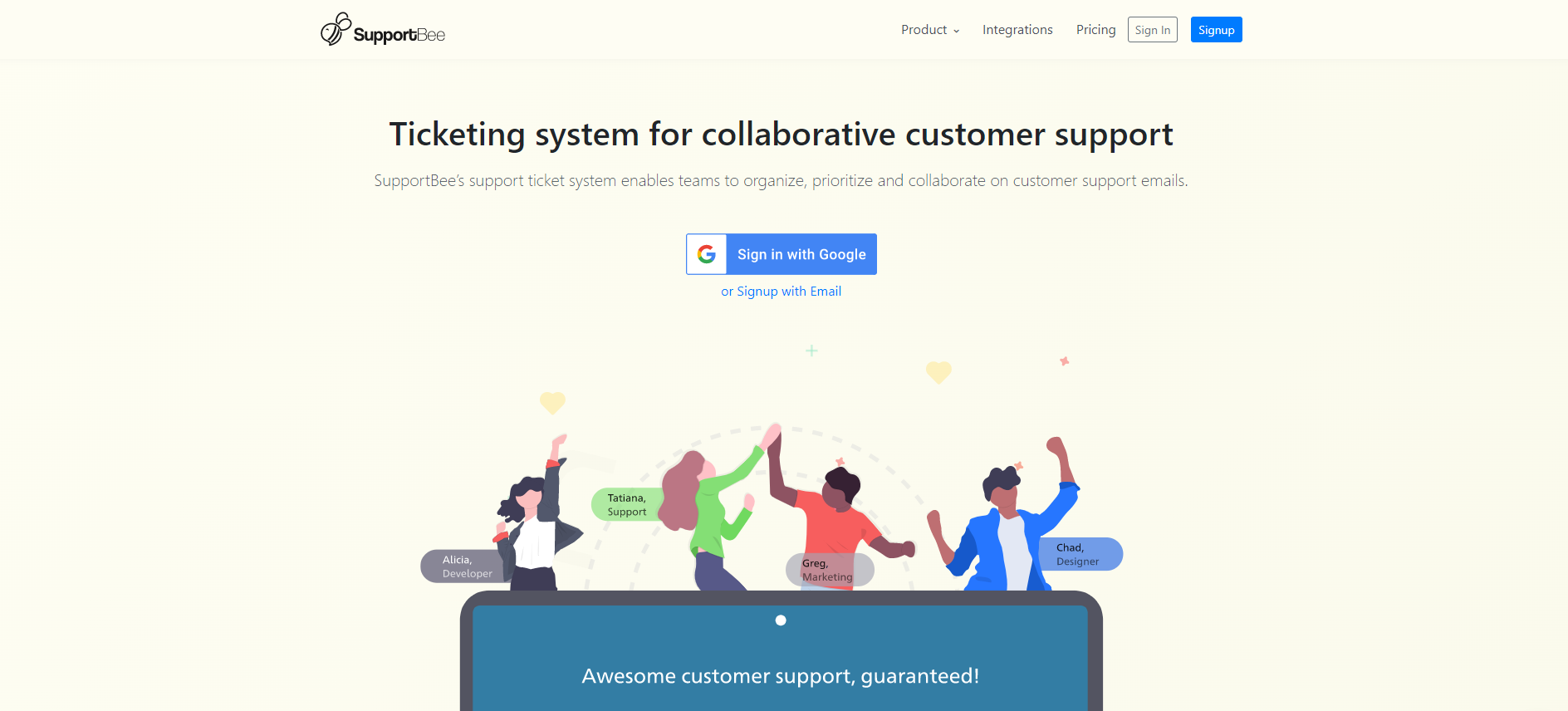 Supportbee ITチケッティングシステムホームページ