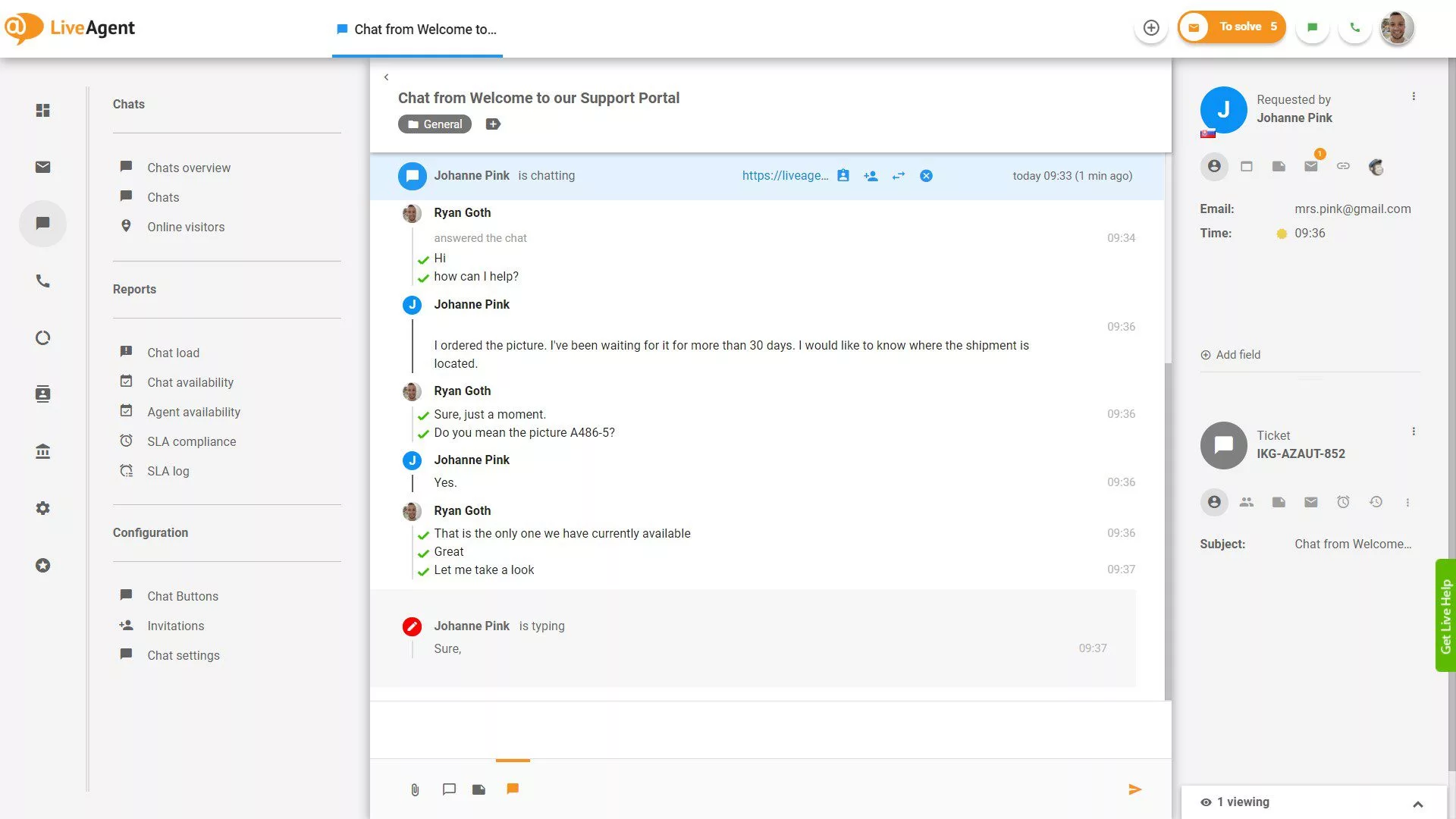 進行中のリアルタイムタイピングビューチャット