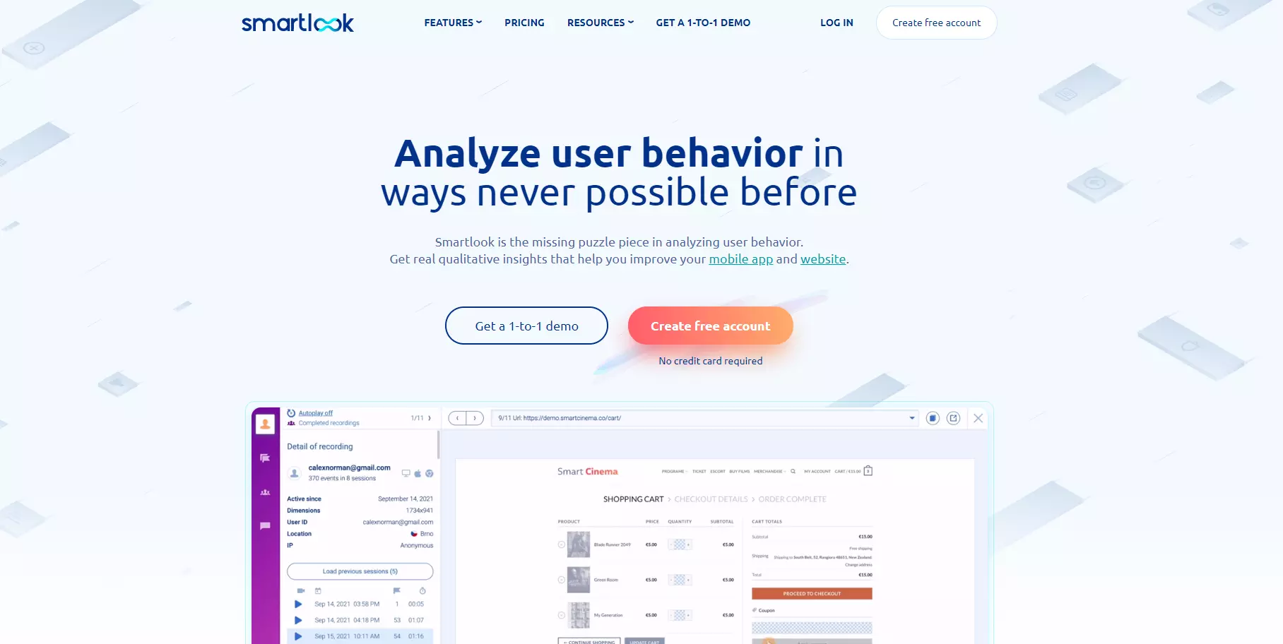 Smartlookのホームページ