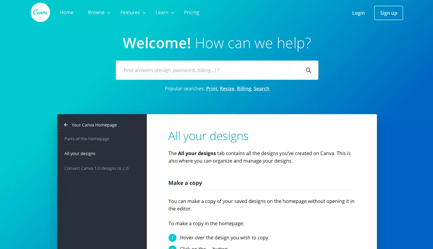 A knowledge base example – courtesy of Canva