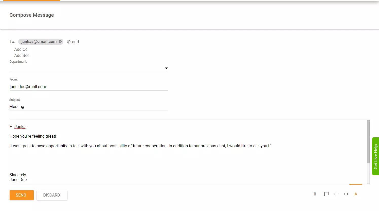 メール開始の例