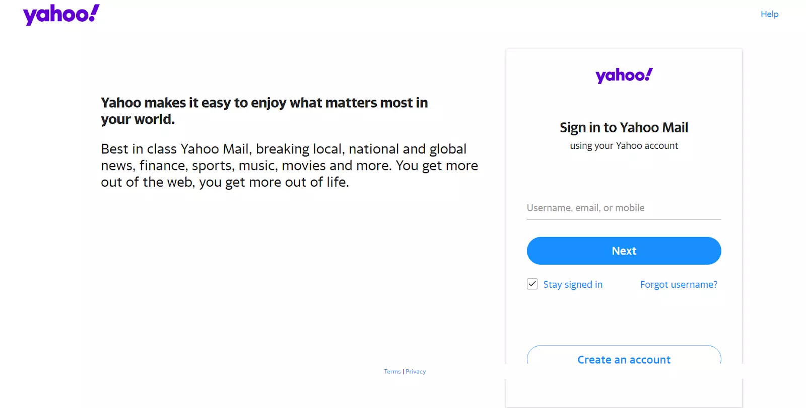 Yahoo! Mailホームページ